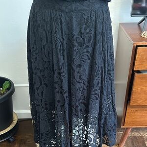 Abercrombie & Fitch Black Lace Midi Skirt